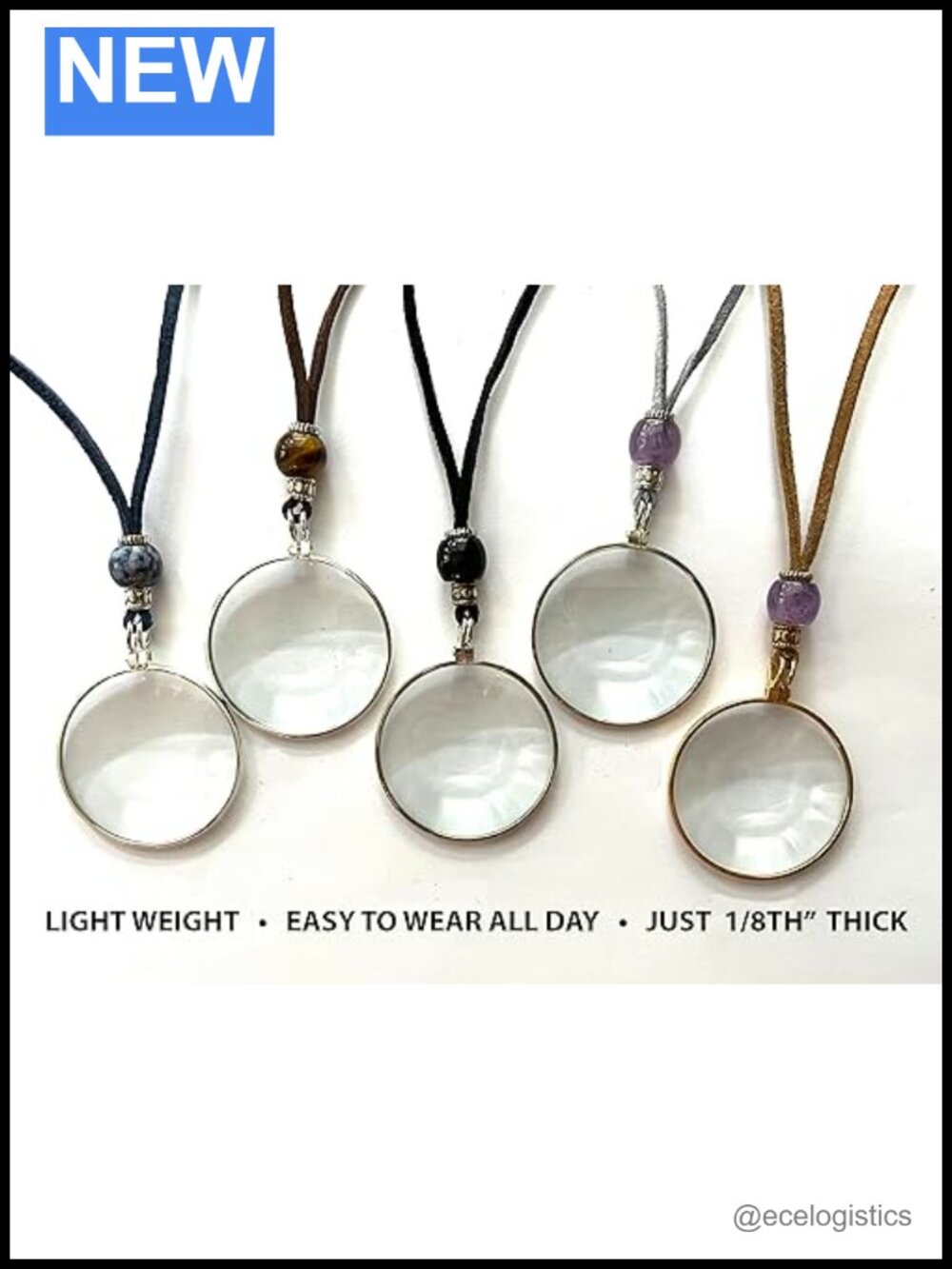 Magnifying Glass Pendant Necklace with Natural Crystal Handmade - Picture 5 of 6